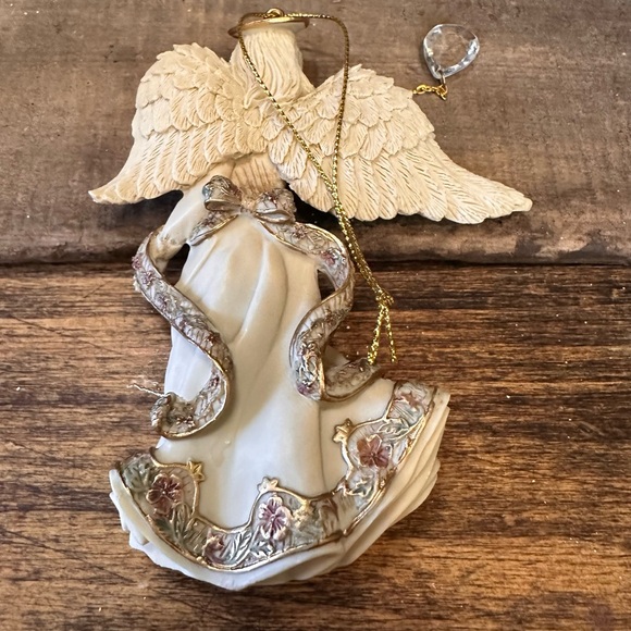 3 Vintage Avon Christmas Tree Ornaments Set, Angel w/Crystal, Glass Bell, Santa - Picture 5 of 10